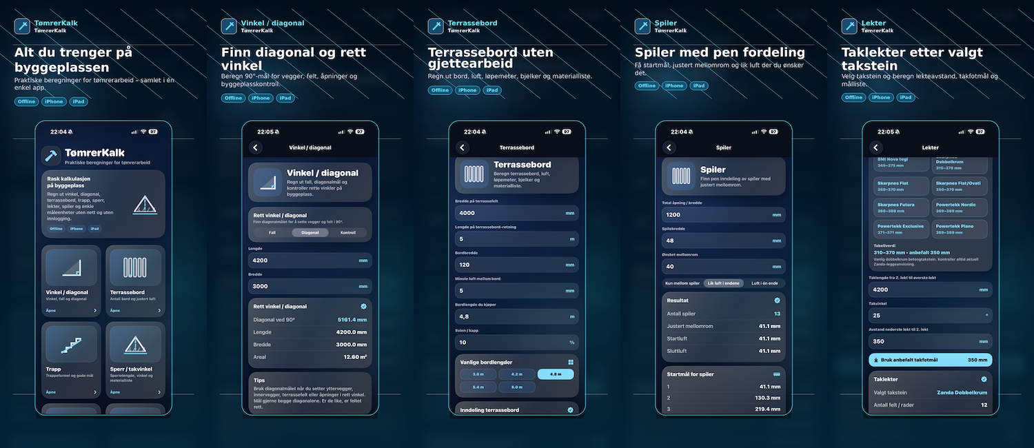 TømrerKalk app preview