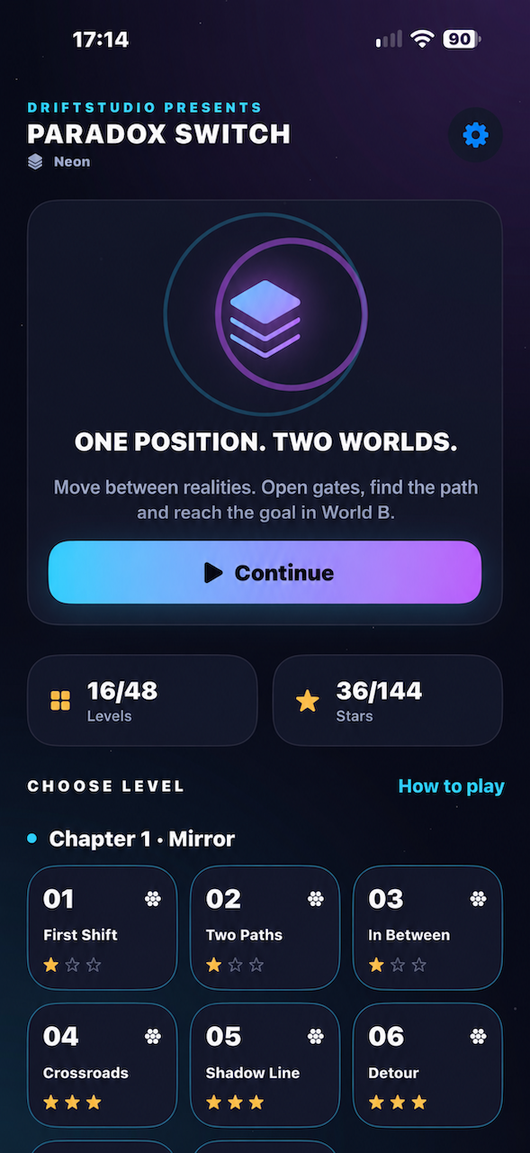 Paradox Switch – levels, chapters and stars