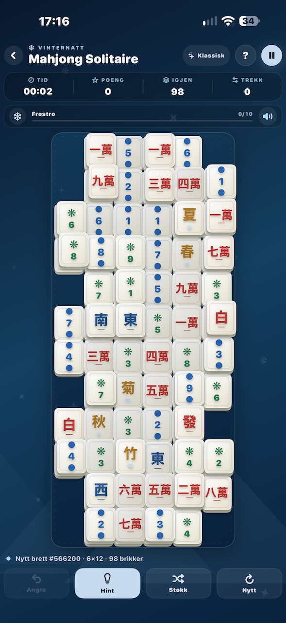 Mahjong-brett i vinterverdenen